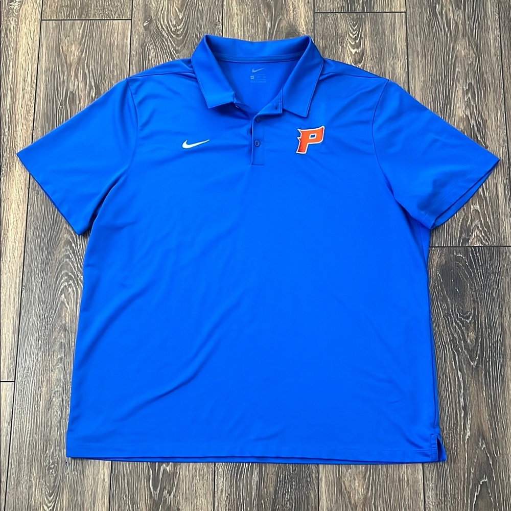 Nike Golf Blue Polo Shirt with Orange Logo Mens XXL